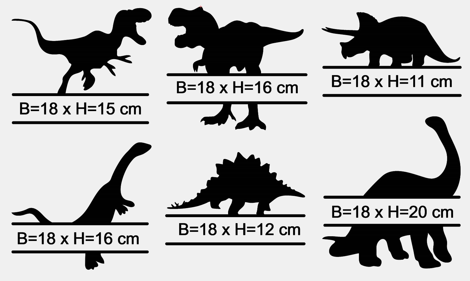 Dino Monogramme mit Maßen