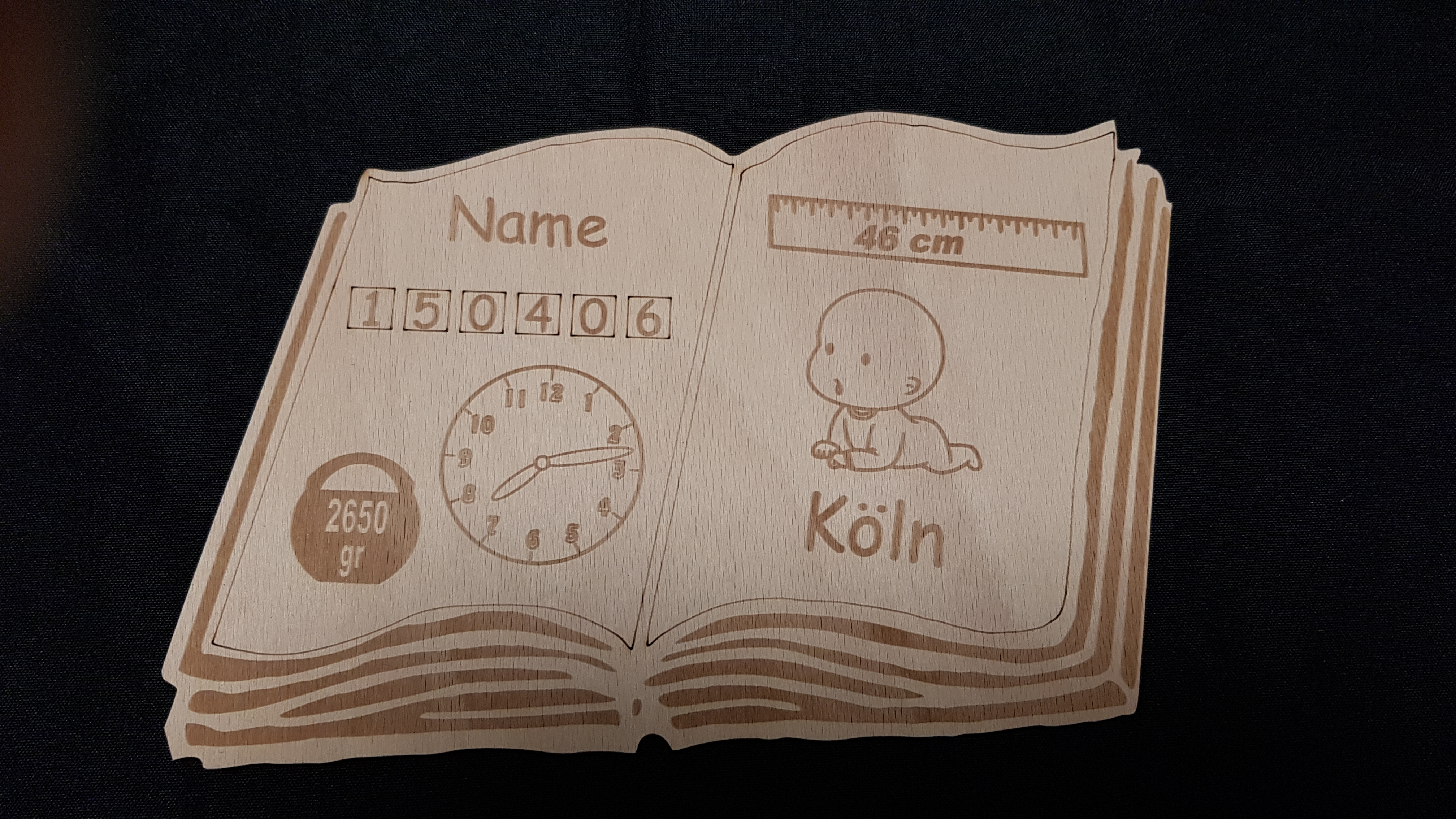 Geburtstafel ohne Ständer